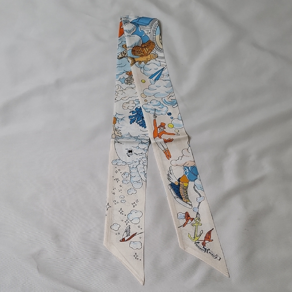 Hermes 'Sur Mon Nuage' Silk Twilly Scarf